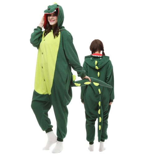 Adult Green Light Green Dinosaur Kigurumi Costume Onesie With Plus Size