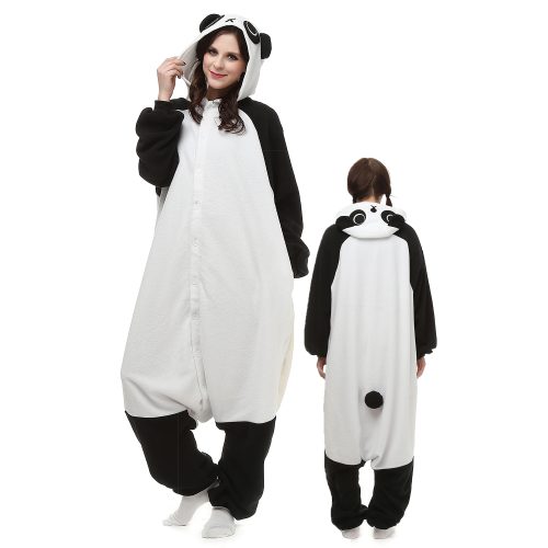 Adult Black White Kufu Panda Kigurumi Costume Onesie With Plus Size