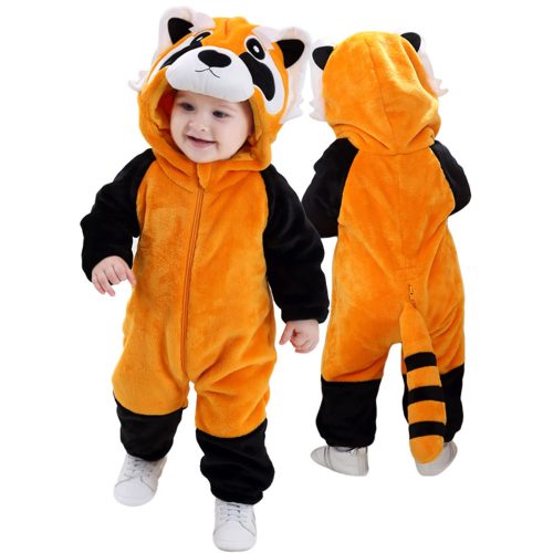 Baby Orange Black Raccoon Kigurumi Costume Onesie With Plus Size