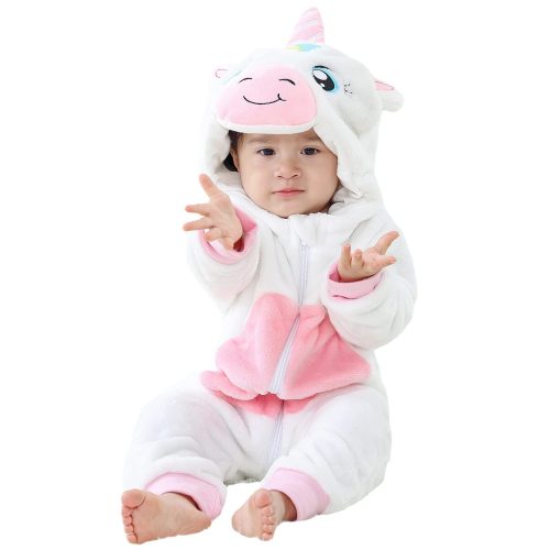 Baby White Pink Unicorn Kigurumi Costume Onesie With Plus Size