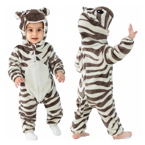 Baby White Brown Zebra Kigurumi Costume Onesie With Plus Size